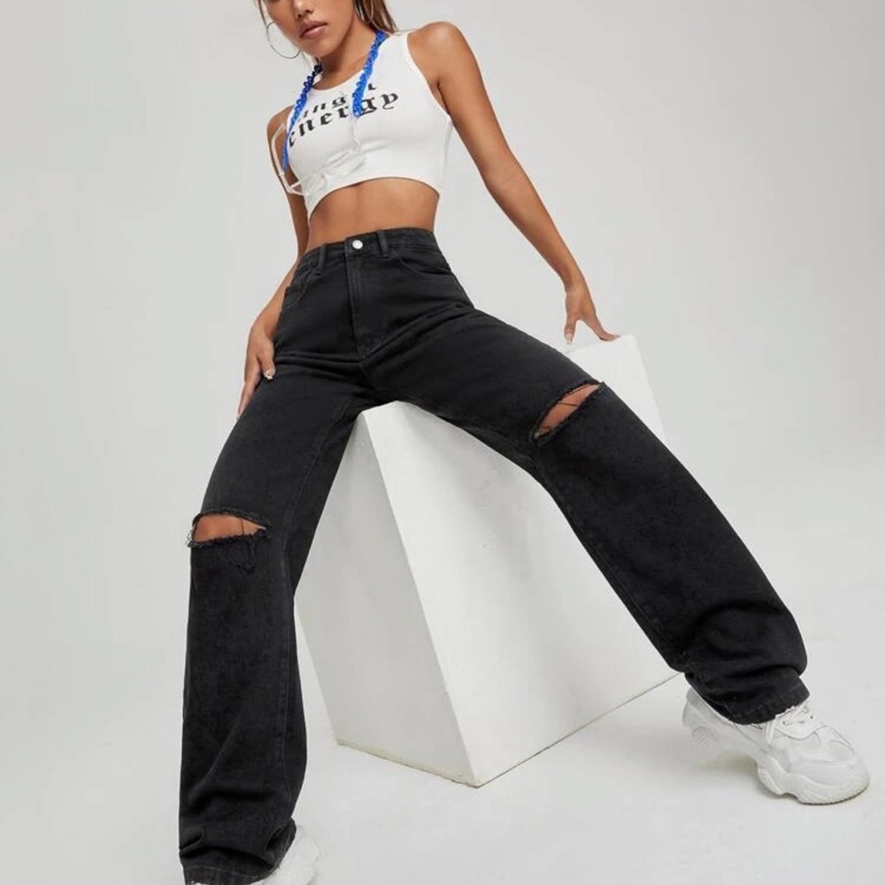 Black Straight Leg Jeans (Tall)